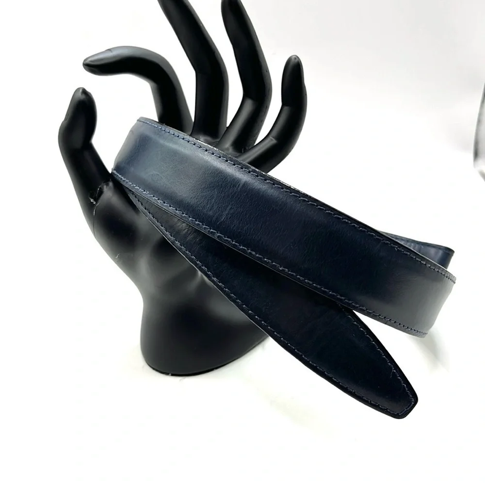 Vintage Kleinberg Sherrill Blue Leather Belt size  M Luxury Brand